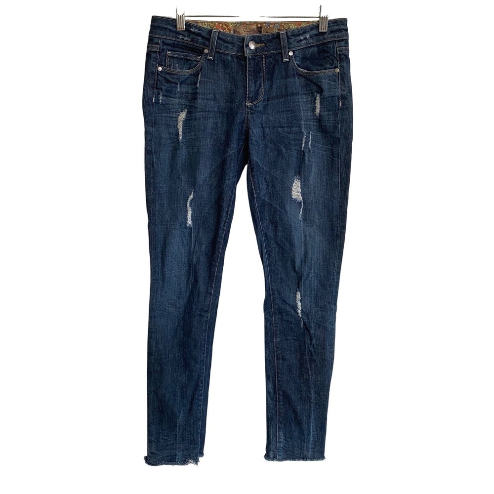 Paige Premium Denim Jeans WA264 Harlow Distressed Skinny Raw Hem 27X30 GUC